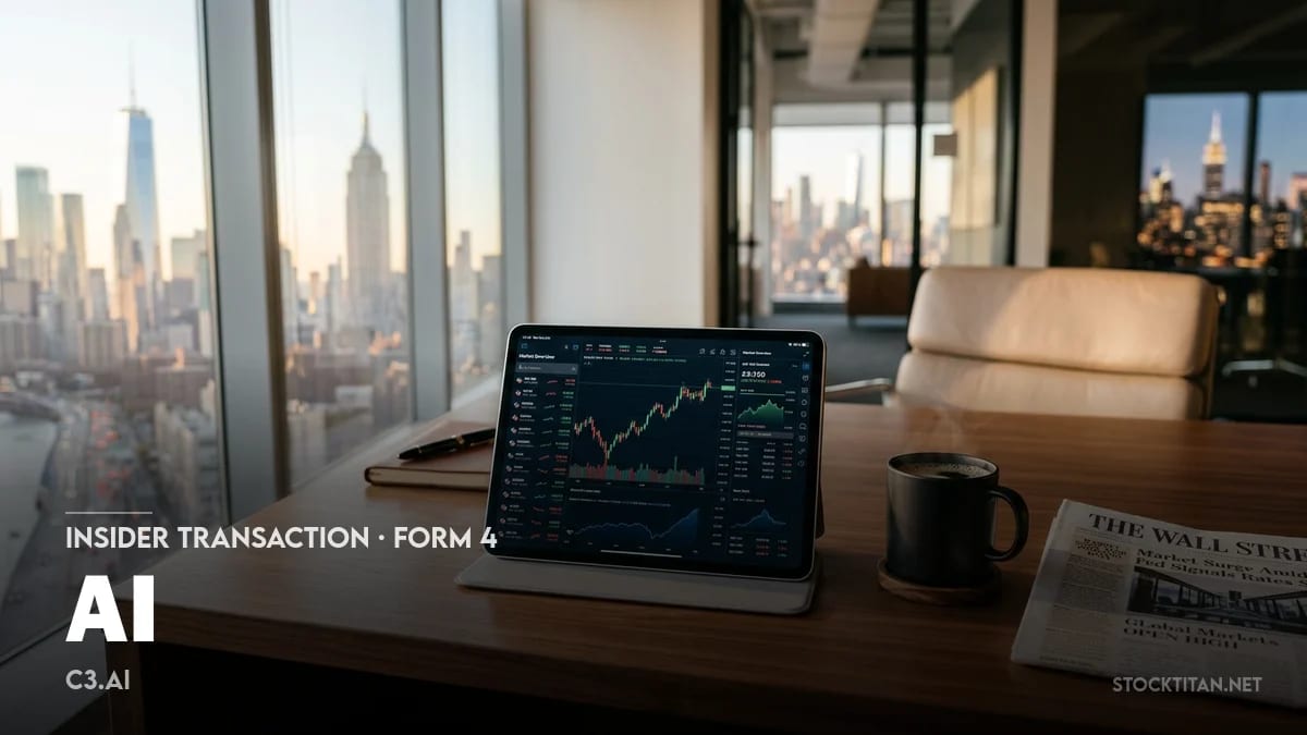 1 News Article Image Финансовый директор C3.ai (NYSE: AI) сообщает о конвертации RSU и продаже акций в связи с налогами
